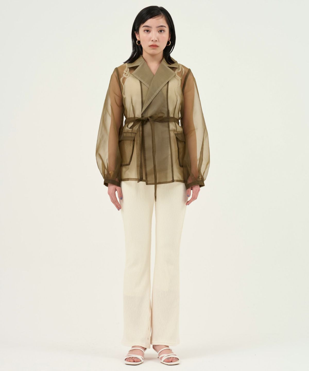 アウター/オーガンジー/オフホワイト/カーキ