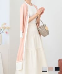 バイカラーニットロングカーディガンPrimaScherrer全3色｜psc421-0708【1】