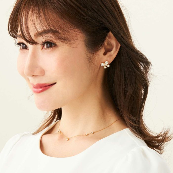 クリスタル リボン ピアス イヤリング Crystal Ribbon Pierce Earring