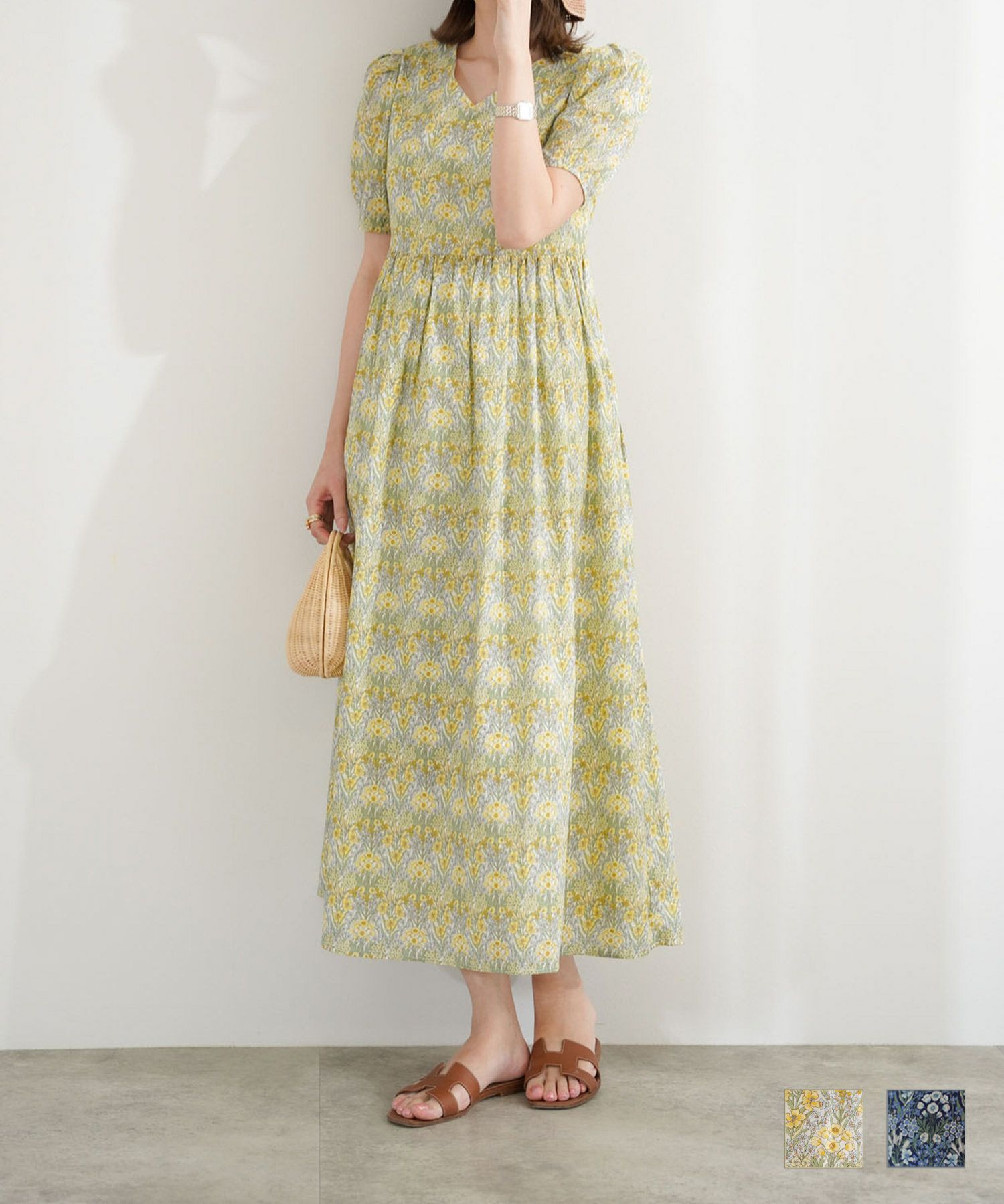 リバティ柄 パフスリーブ ワンピース lieulien×miimii 全2色｜lul311  