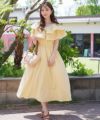 レディース/ワンピース/フリル/パイピング/パール/前あき/夏休み/海/お出かけ/リゾート/イエロー/ブルーグレー/グレー/華やか/夏/春/ハワイ/Hawaii/上品/エレガント/ピンク/可愛い/ヒット商品/トレンド/新色/ピンク/チャコール/サマー/バケーション