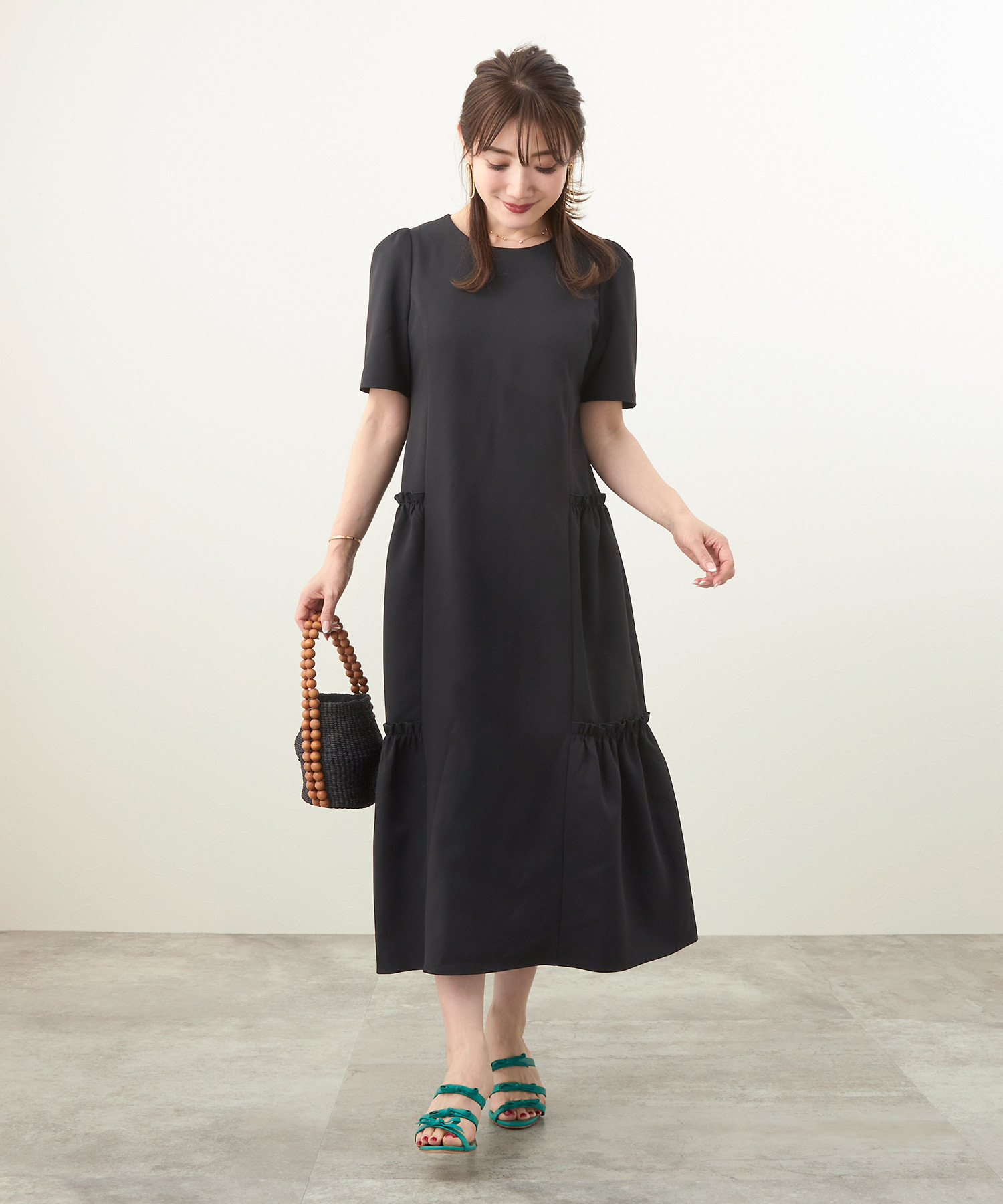 新色追加/newcolorきれいめ服40代30代半袖コーデおしゃれ夏人気黒ホワイト無地リゾート