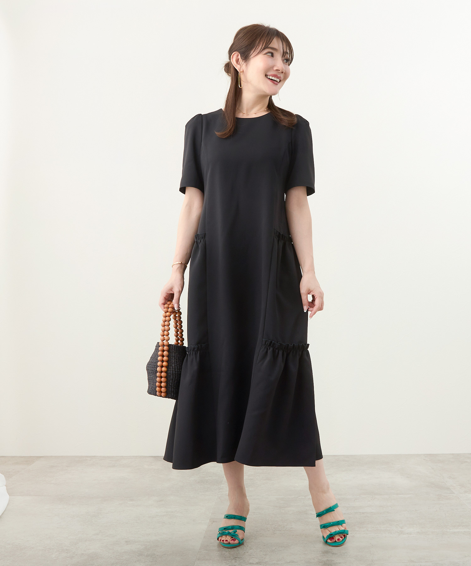 新色追加/newcolorきれいめ服40代30代半袖コーデおしゃれ夏人気黒ホワイト無地リゾート