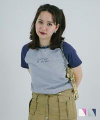 Tシャツ/ラグラン/刺繡入り/日本製