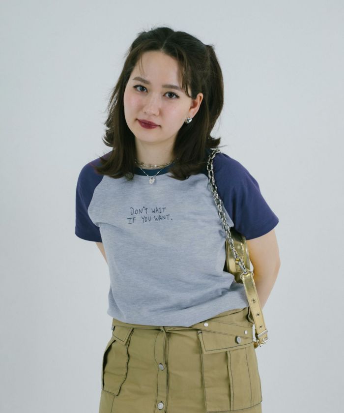 刺繍入り ラグランTシャツ TINA：JOJUN 全2色｜tnj521-0624【1