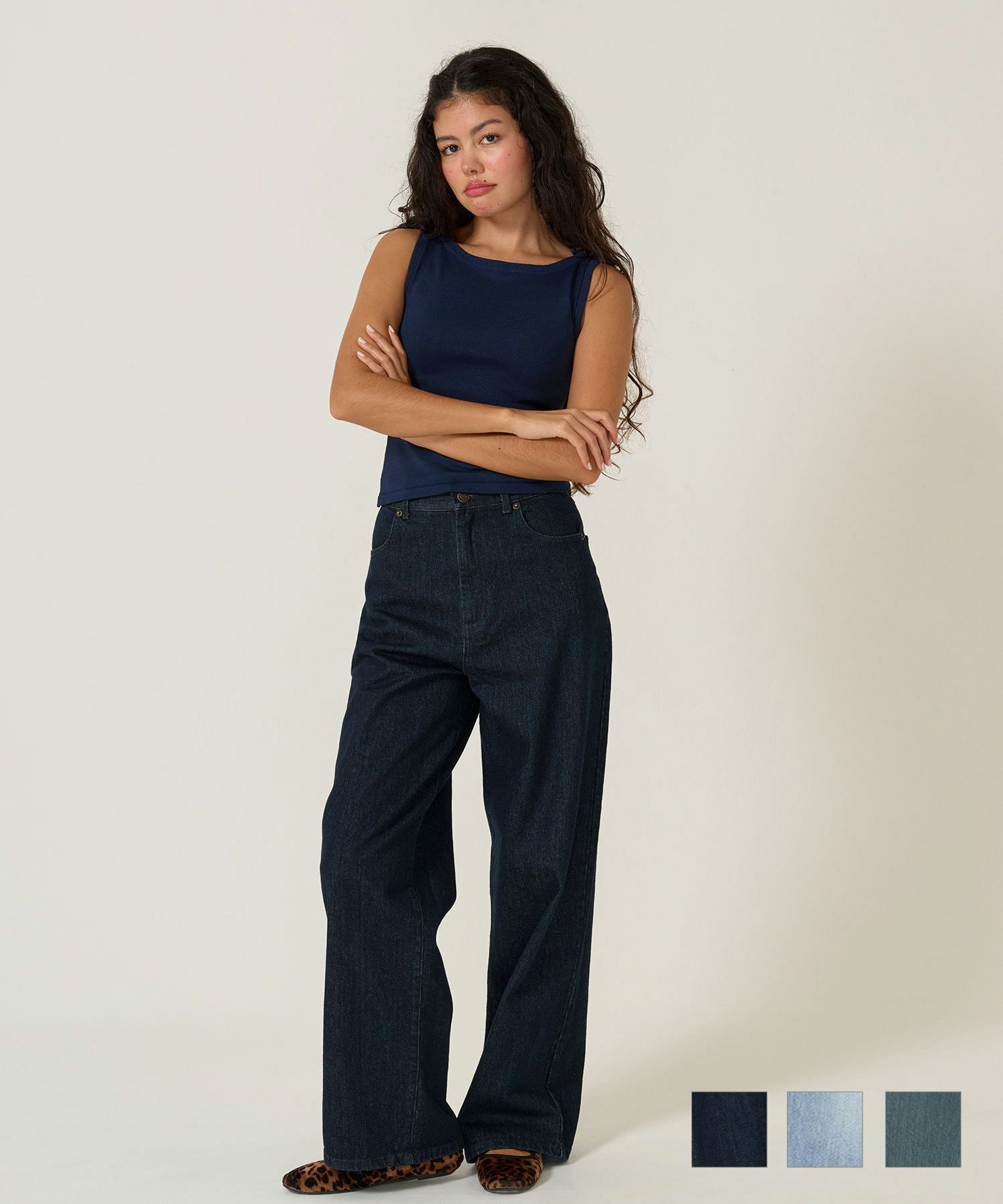 デニム/パンツ/ルーズデニム/ブルー