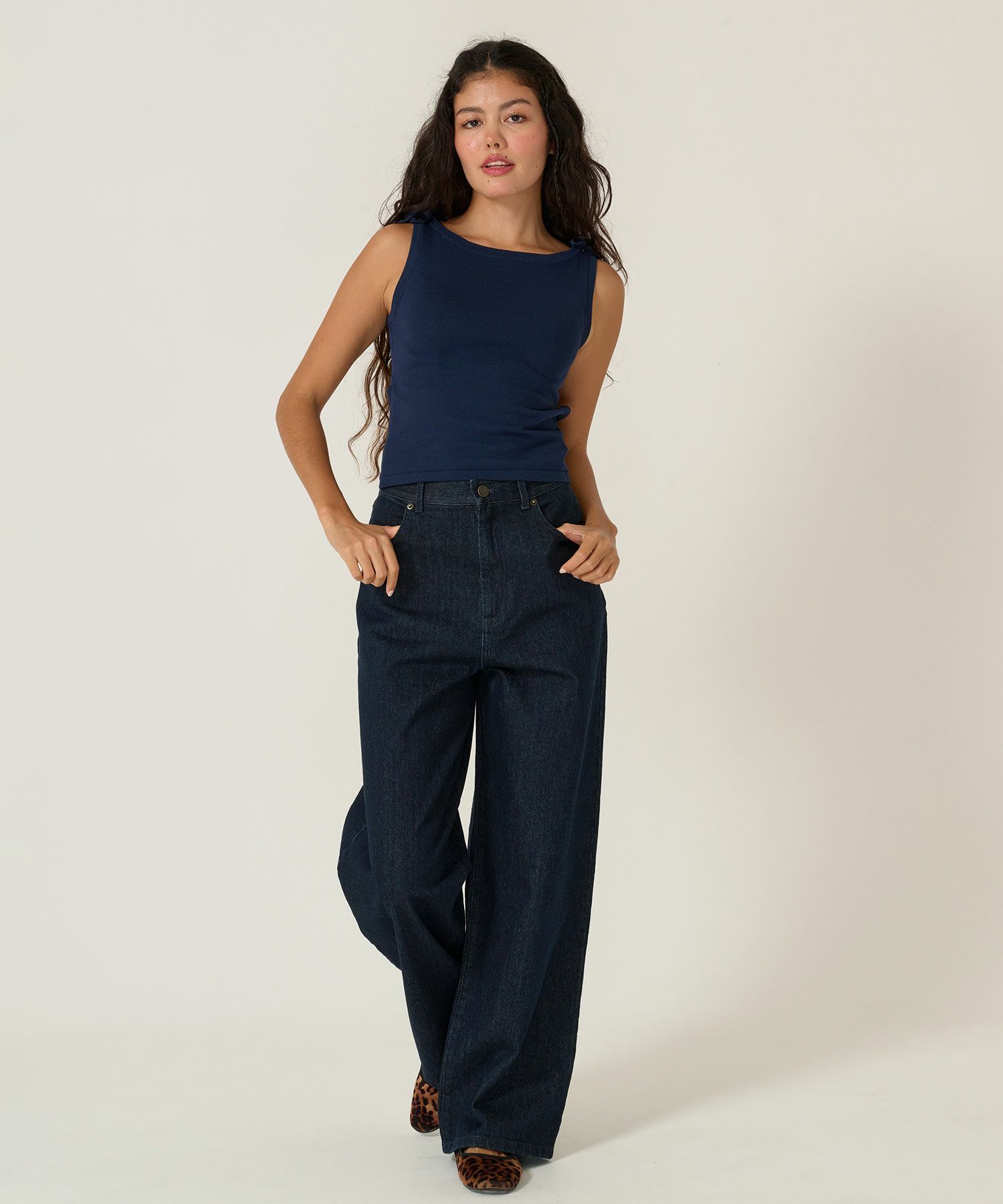 デニム/パンツ/ルーズデニム/ブルー