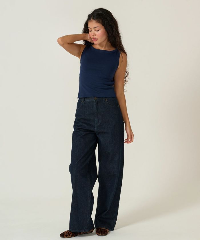 デニム/パンツ/ルーズデニム/ブルー