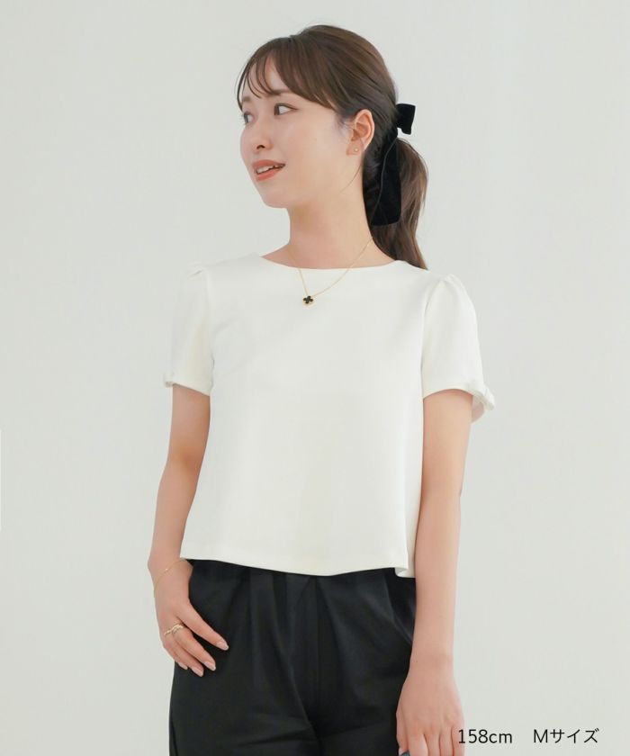 バック ボタン リボン袖 トップス lieulien×Chika 全2色｜lul521