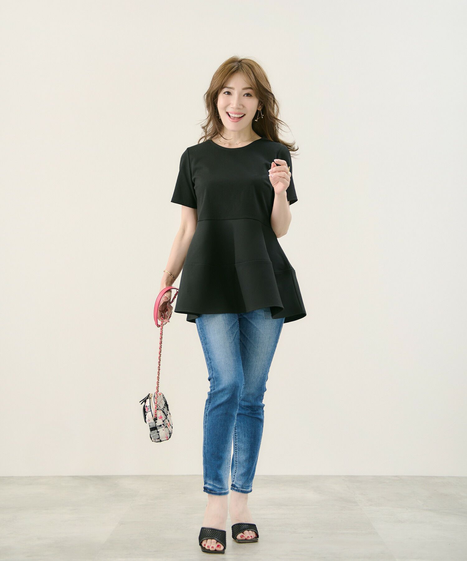 新色追加/手洗い可/半袖/異素材切り替え/春/夏/大人フェミニン/シンプル/着回し/大人可愛い/デイリー