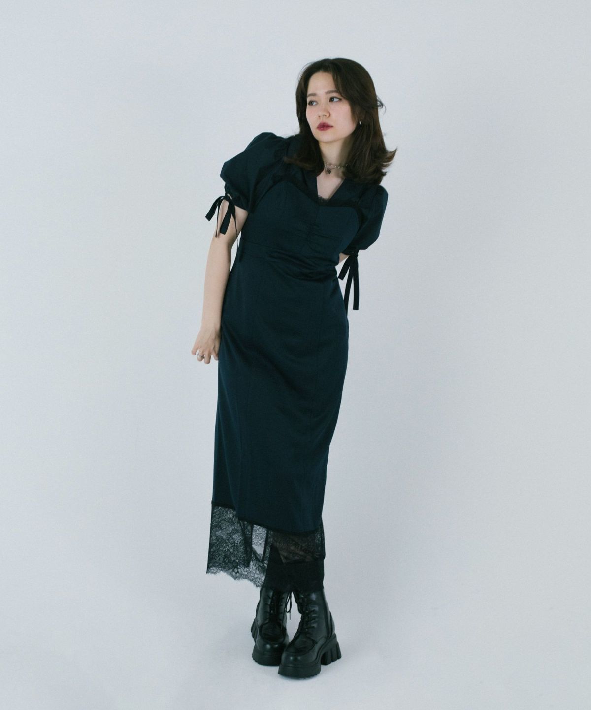 tina jojun バックレースアップスイムウェア　ブラック　ワンピース tina jojun バックレースアップスイムウェア ブラック