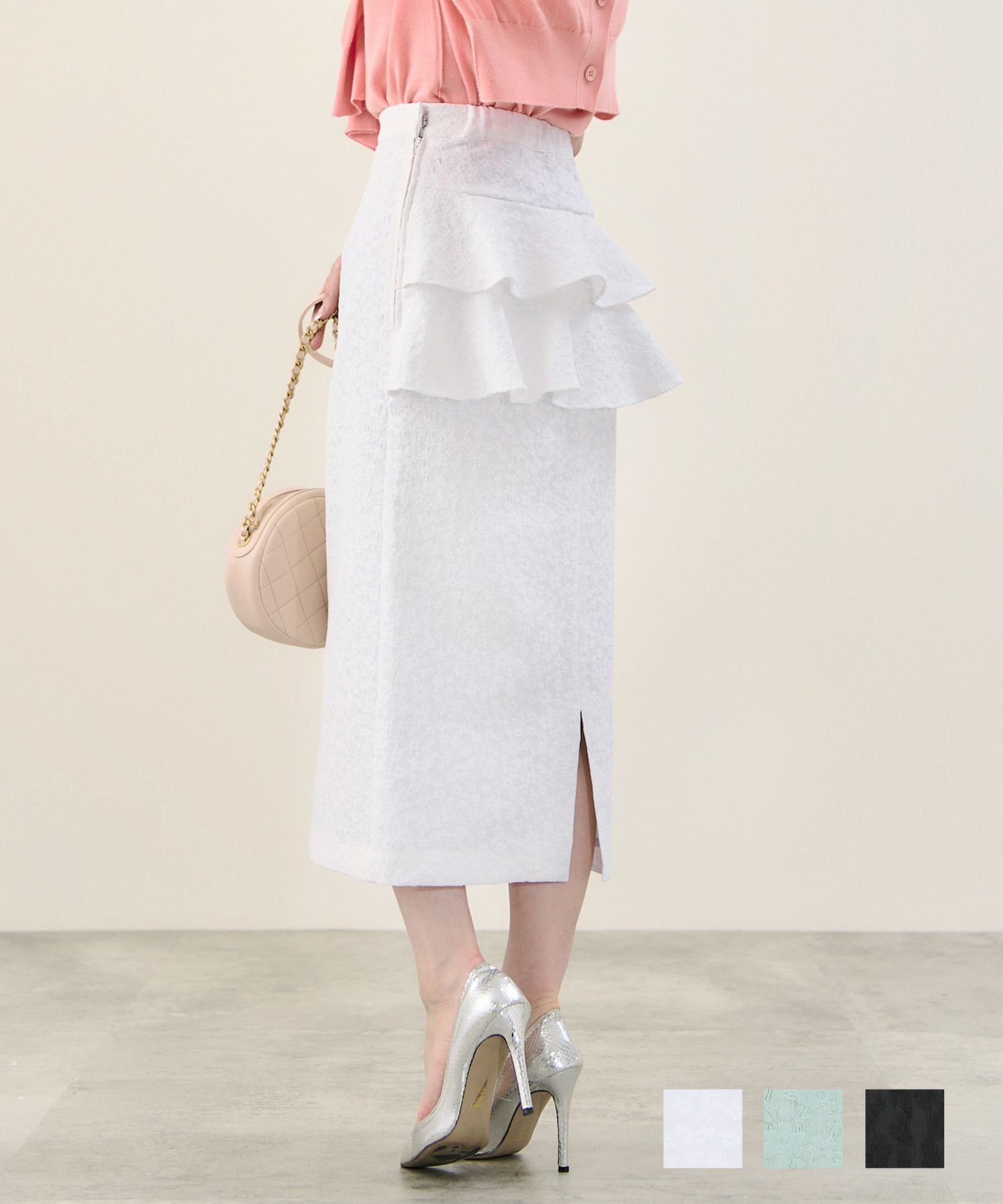 後ろ2段 ペプラム タイトスカート Liala×PG