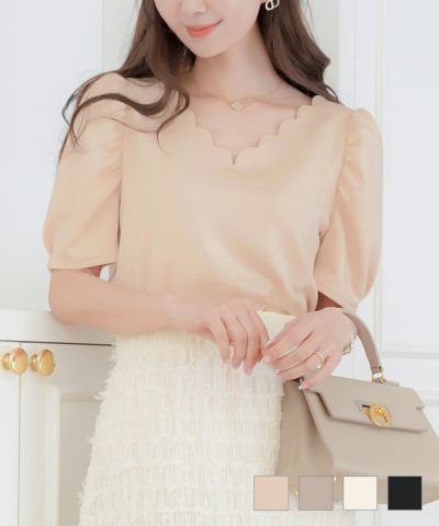 スカラップ デザイン Tシャツ le reve vaniller 全4色 ｜lvn521-1645【6】
