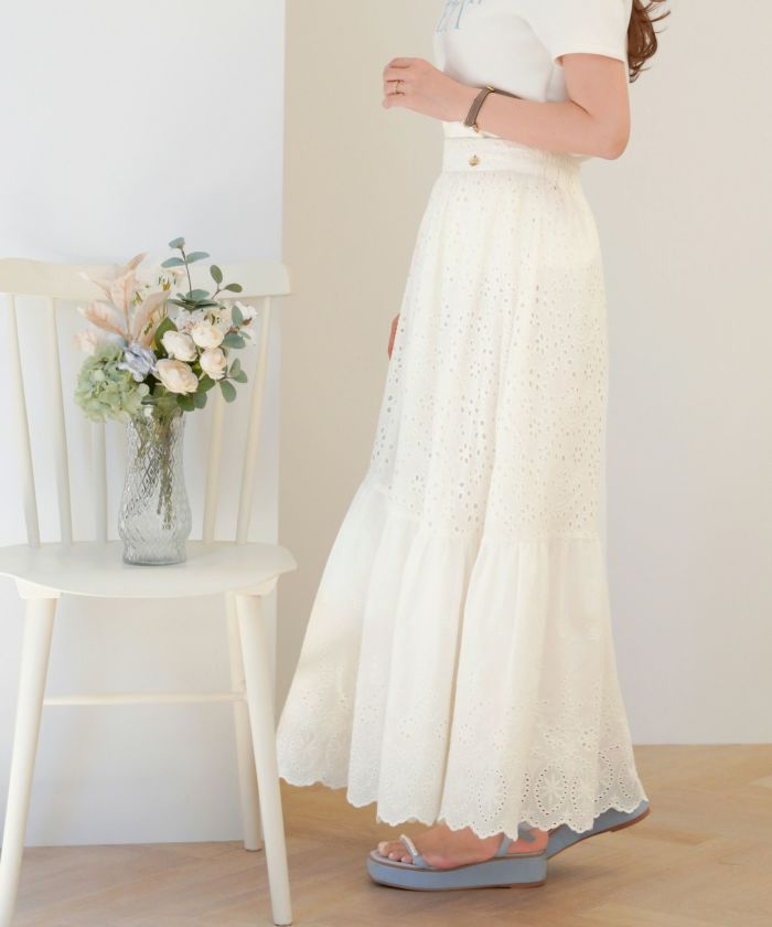 S【新品】QUEENE and BELLE Lee Skirt 綿100% 3 SUMMER-SALE フロッキードット チュール スカート le reve