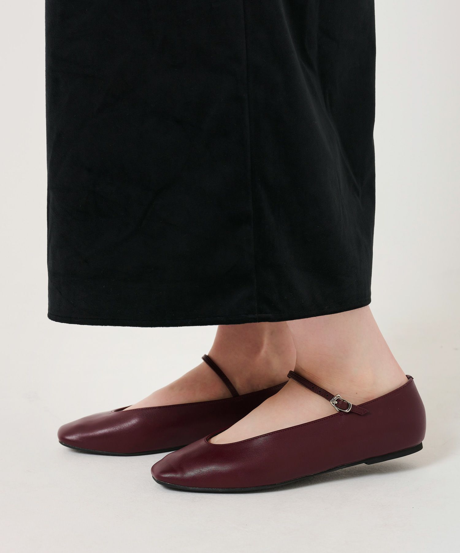 シューズ/バレエシューズ/フラット/ボルドー/ブラック