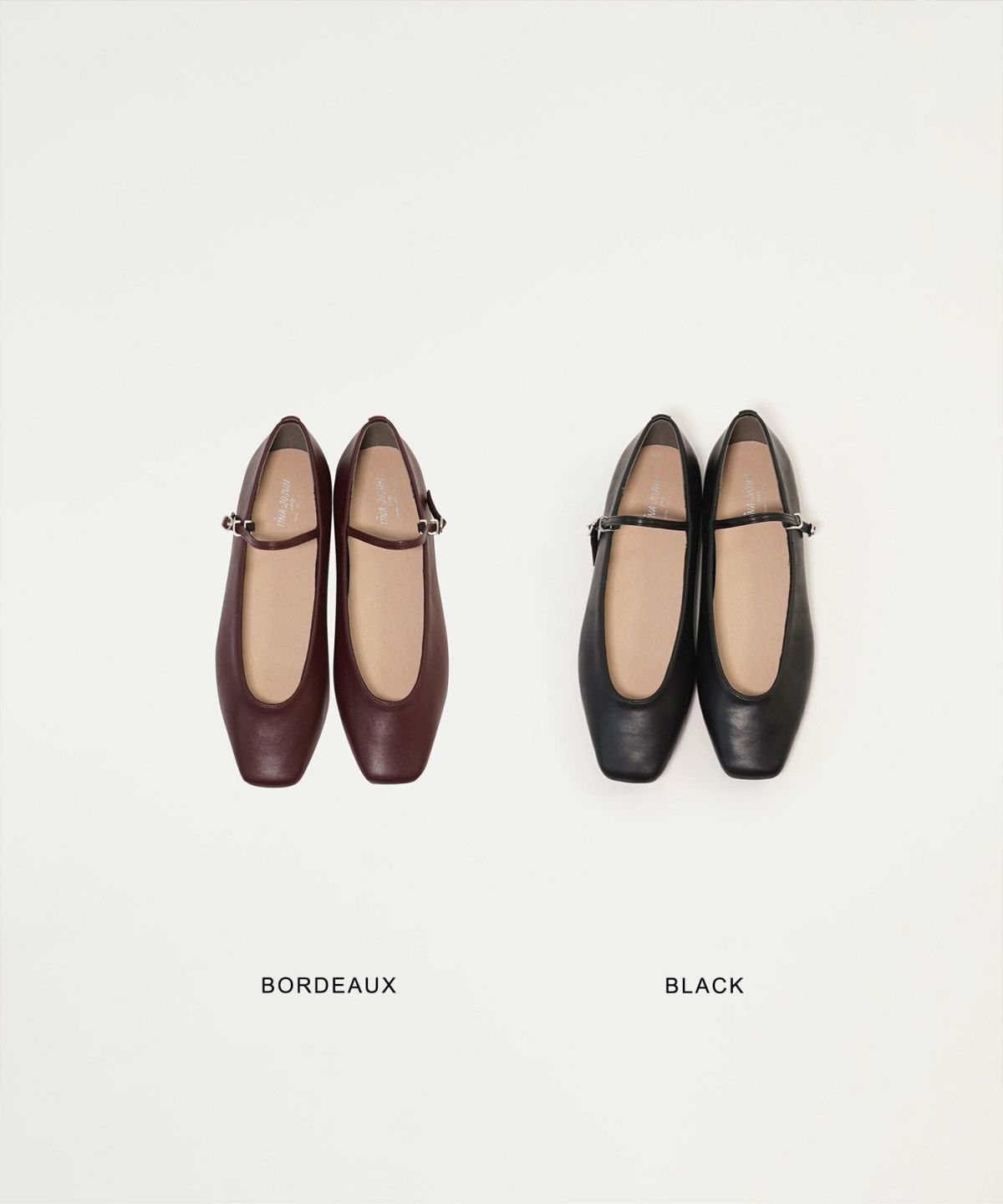 シューズ/バレエシューズ/フラット/ボルドー/ブラック