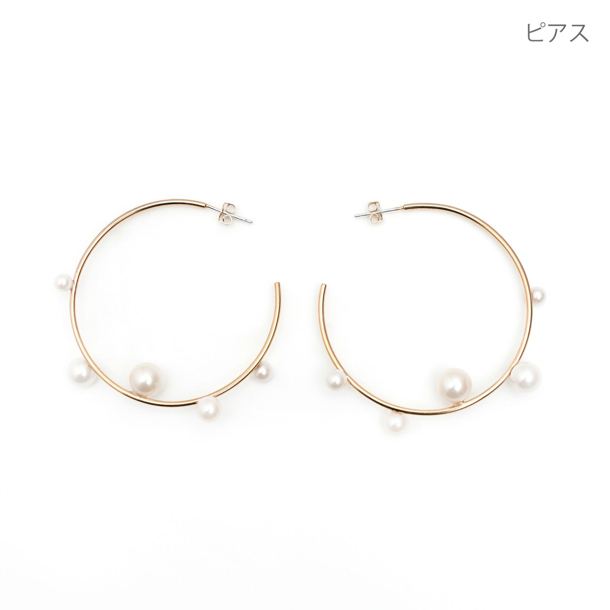 ランダム パール フープ ピアス イヤリング Random Pearl Hoop Pierce 