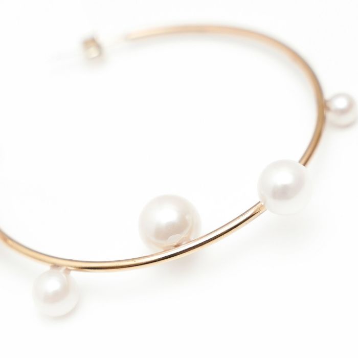 ランダム パール フープ ピアス イヤリング Random Pearl Hoop Pierce Earring