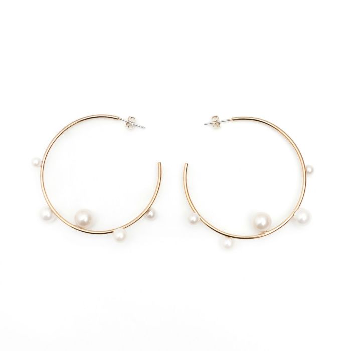 ランダム パール フープ ピアス イヤリング Random Pearl Hoop Pierce Earring