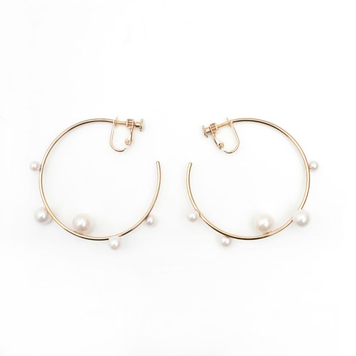 ランダム パール フープ ピアス イヤリング Random Pearl Hoop Pierce Earring