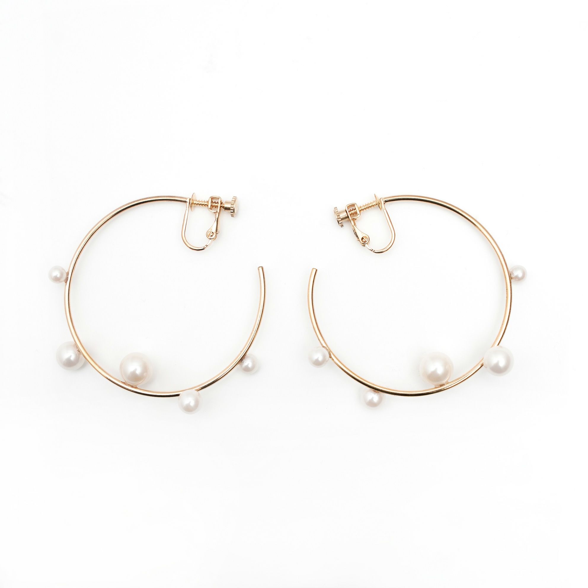 ランダム パール フープ ピアス イヤリング Random Pearl Hoop Pierce 