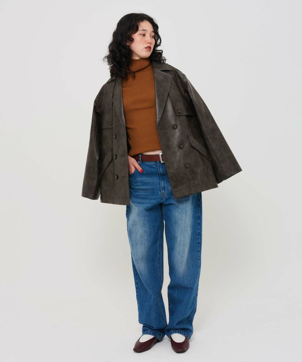 アウター/ジャケット/フェイクレザー/ダブルブレスト