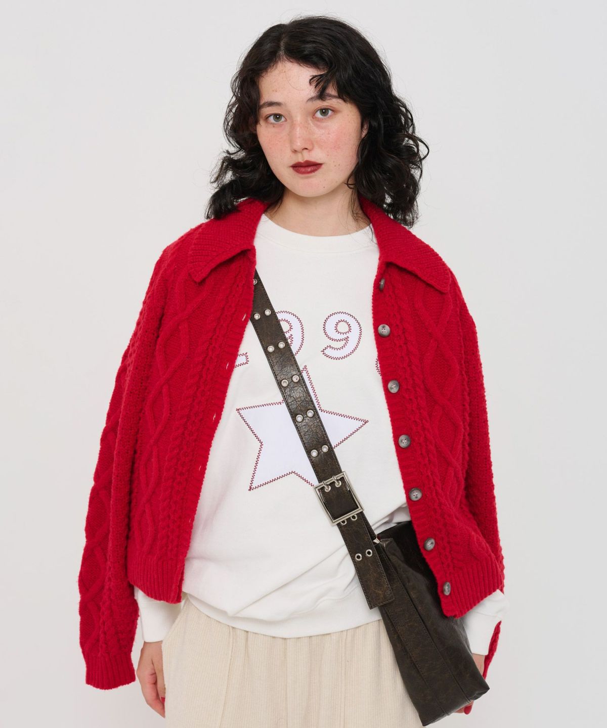 tina jojun レイヤード風 バイカラーニットカーディガン TINA：JOJUN カーディガン レイヤード風 バイカラーニット