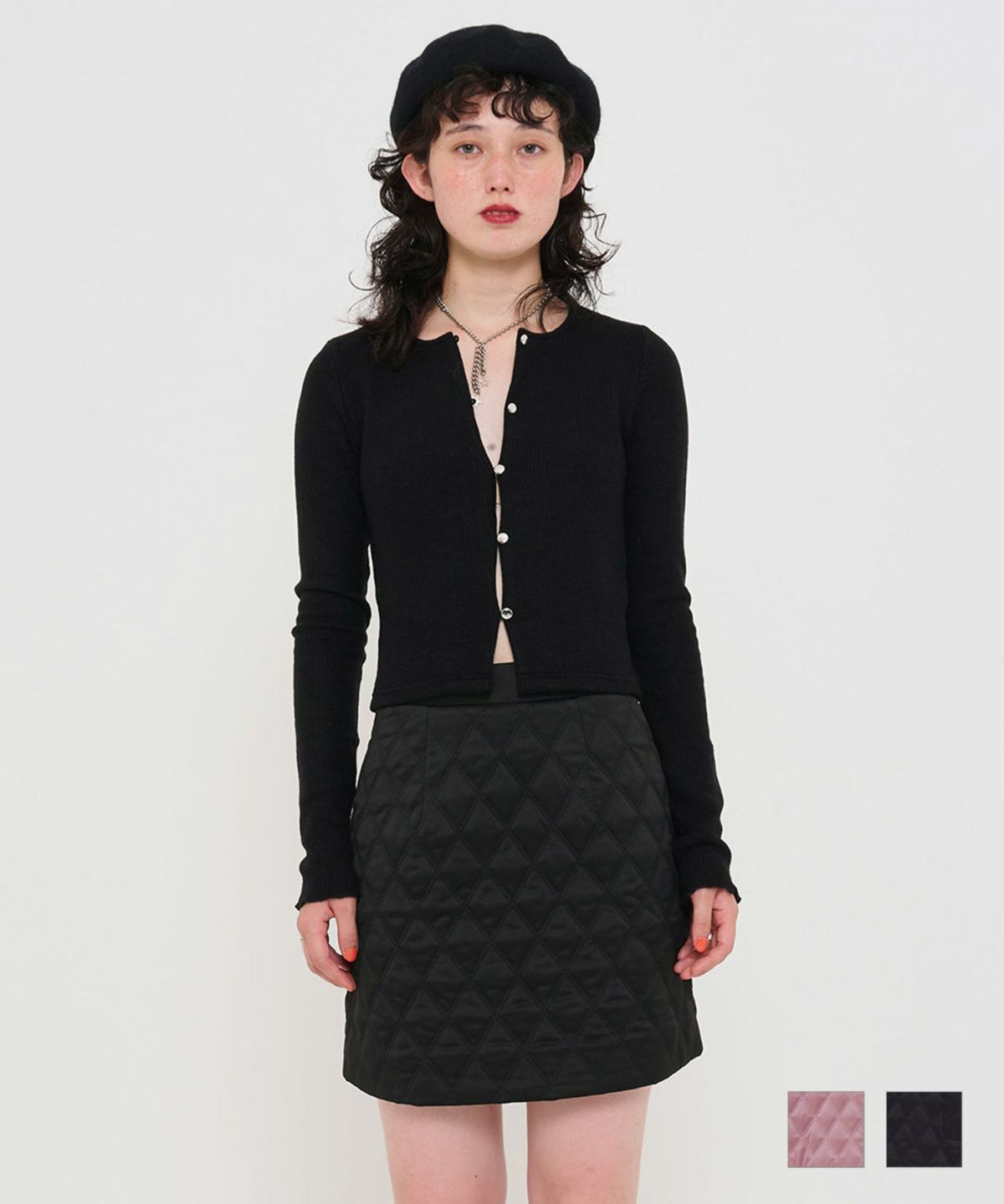 ボトムス/スカート/ミニスカート/キルティング