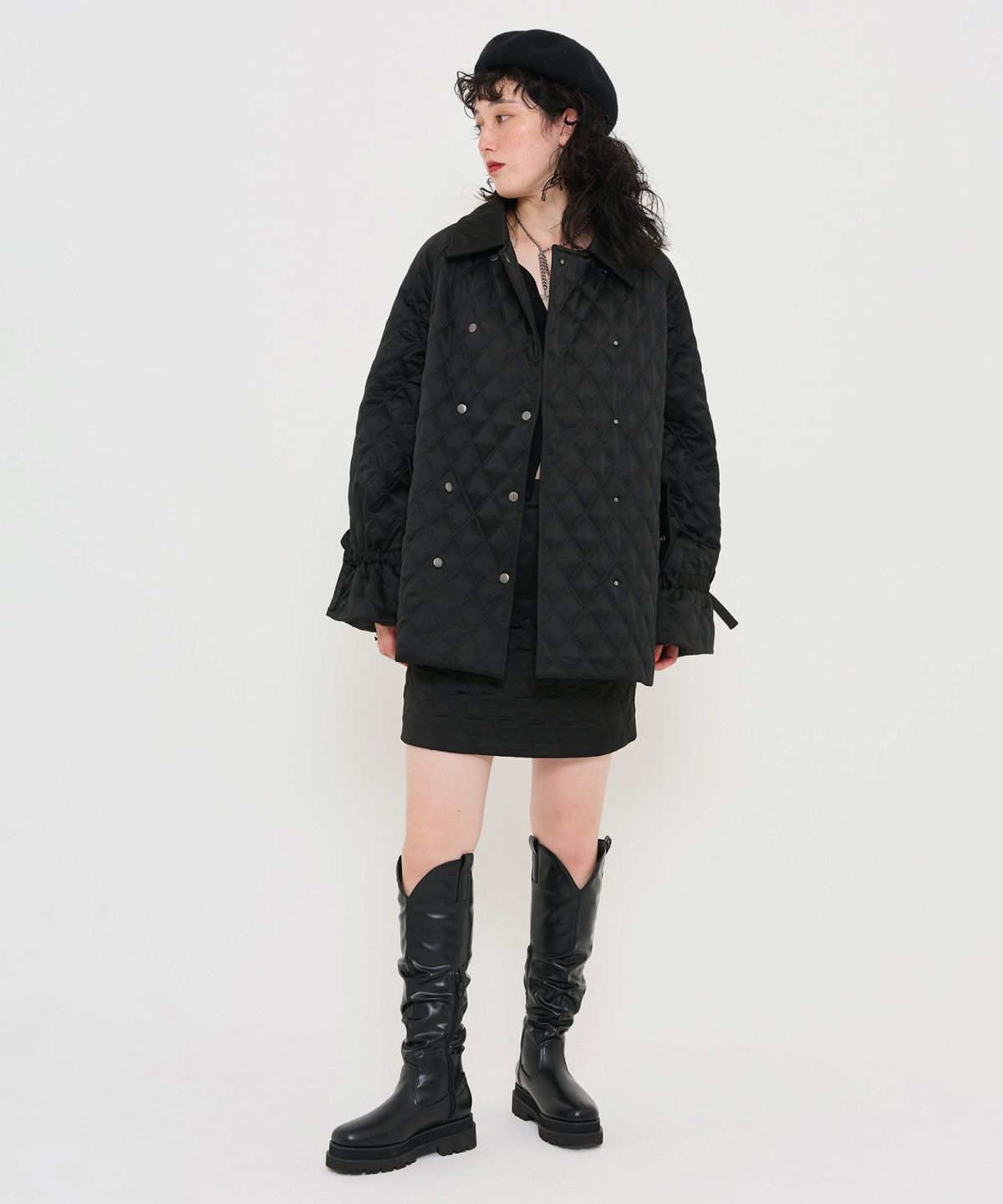 ボトムス/スカート/ミニスカート/キルティング