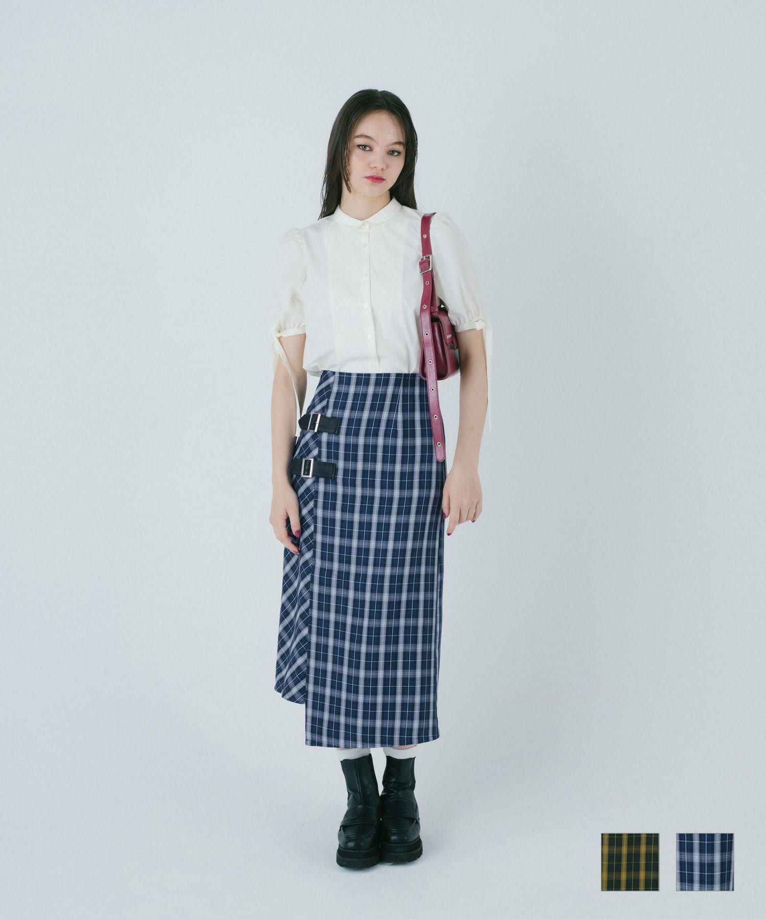 ラップ風 チェック柄スカート TINA：JOJUN 全2色｜tnj621-0630【4  