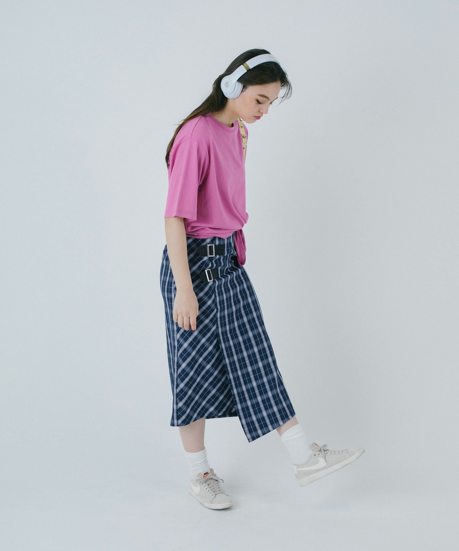 ラップ風 チェック柄スカート TINA：JOJUN 全2色｜tnj621-0630【4  