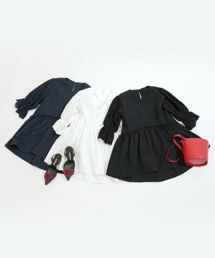 ペプラム　レース　トップス　ブラウス　半袖　ブラック　Liala×PG 好きな方 000000014516-01-m.jpg?t=