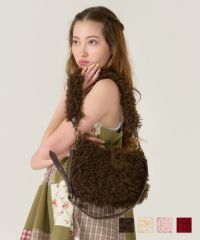 グッズ/小物/バッグ/フェイクファー/アイボリー/レッド