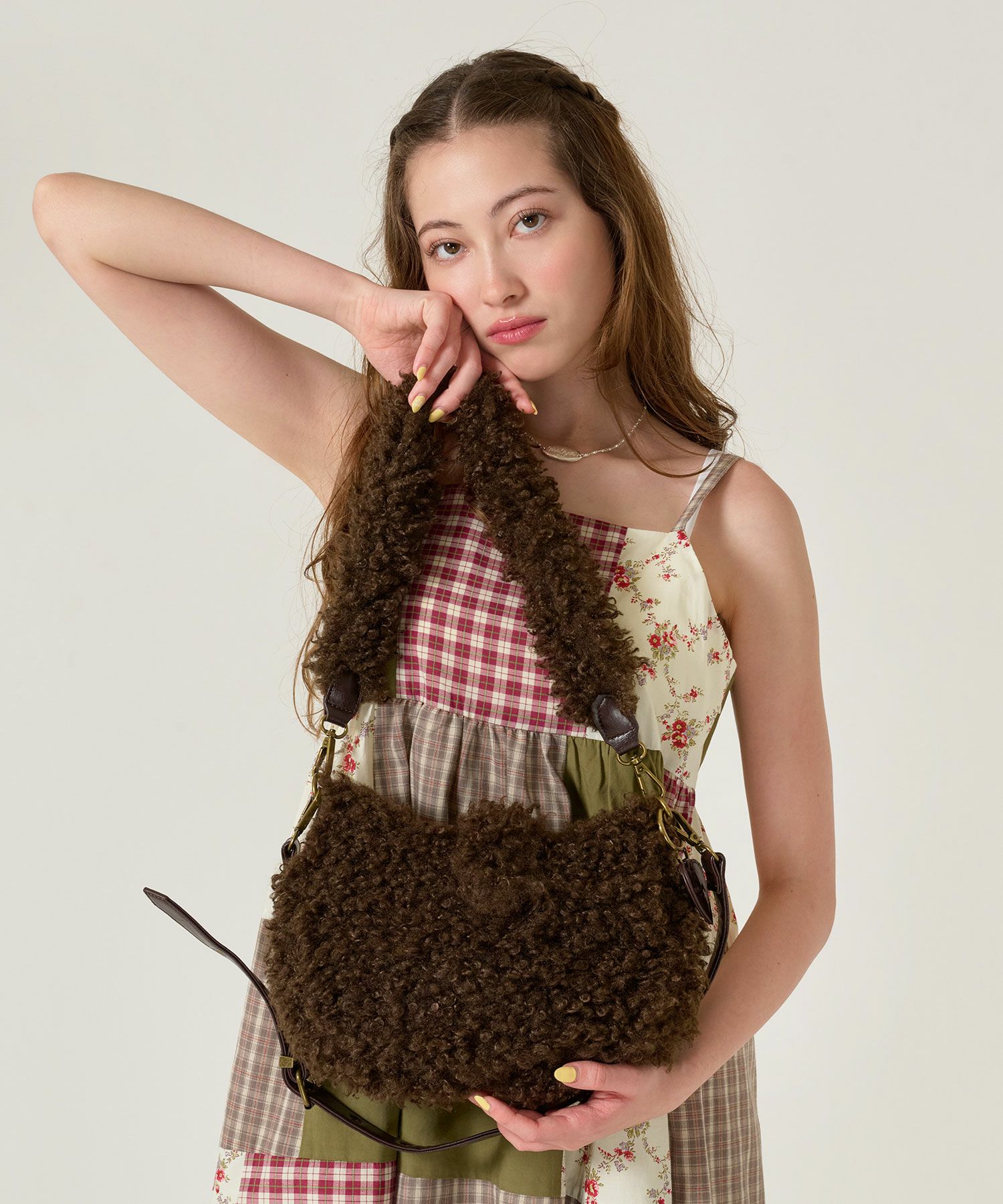 グッズ/小物/バッグ/フェイクファー/アイボリー/レッド