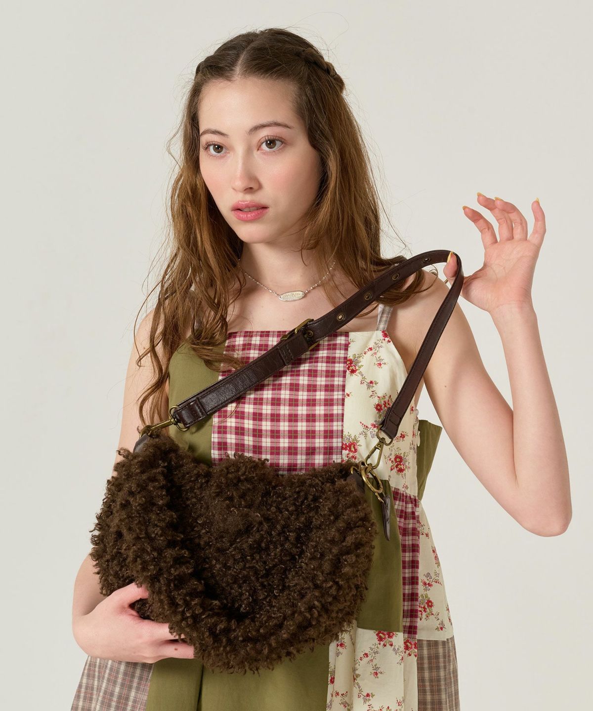 グッズ/小物/バッグ/フェイクファー/アイボリー/レッド