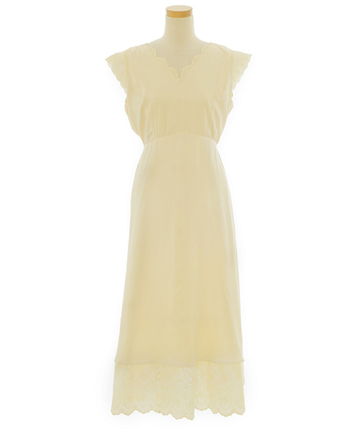 レディース/ワンピース/コットン/スカラップ/レース/梯子レース/ノースリーブ/夏/サマー/お出かけ/カジュアル/エレガント/フリル/バケーション/海/プール/ラベンダー/ホワイト/レモンクリーム/グレイッシュミント/ピンク/サックス/旅行/推し活