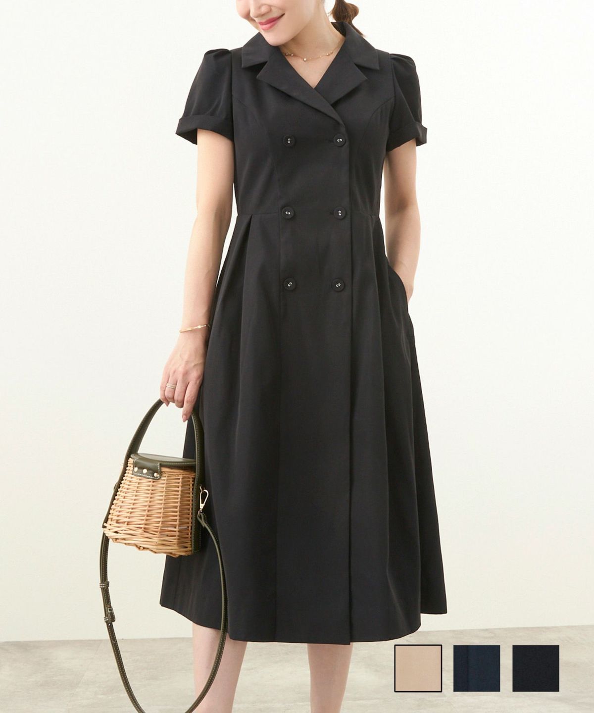 テーラー襟 ダブル釦 ワンピース Liala×PG