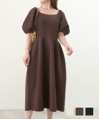 ホールガーメント スクエアネック ニット ワンピース Liala×PG