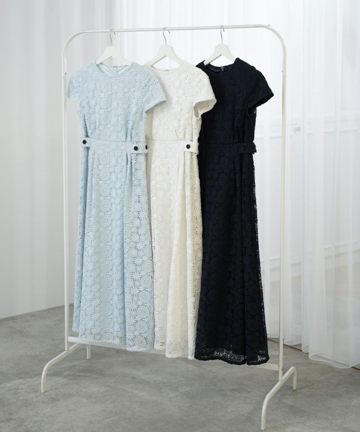 lieulien×Chika ウエストタック レースワンピース　半袖 ウエストタック レースワンピース lieulien×Chika 全3色｜lul321