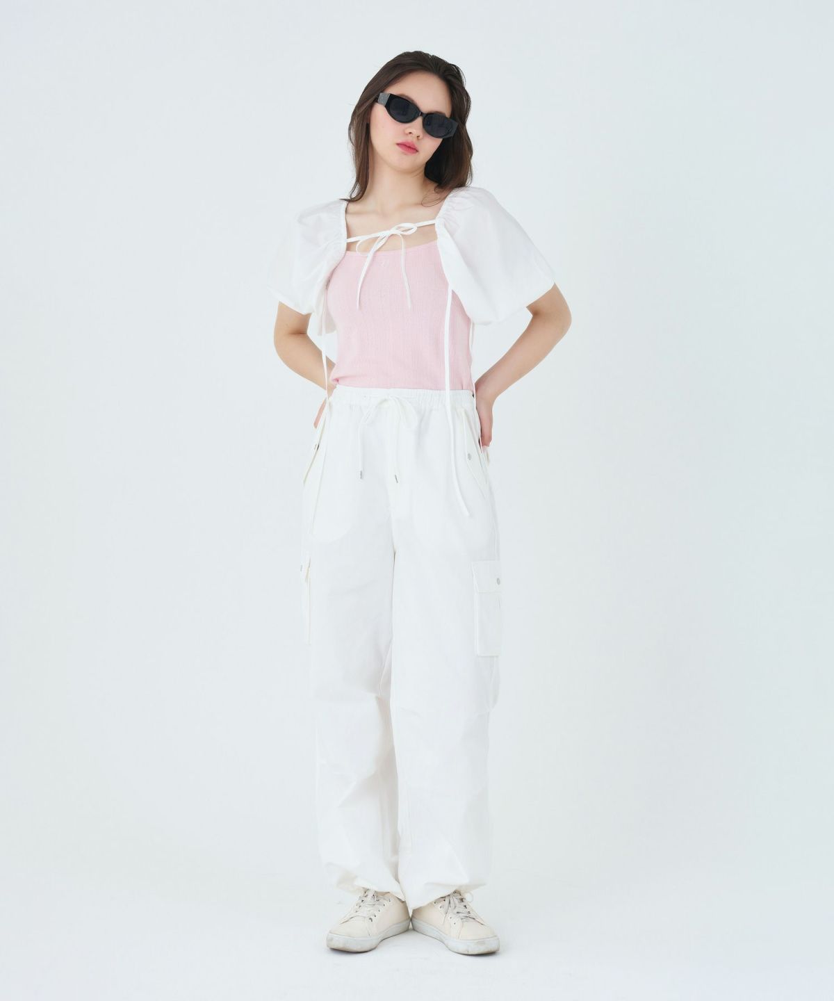 ボトムス/パンツ/カーゴパンツ/ルーズ/ホワイト/グレージュ/チャコール