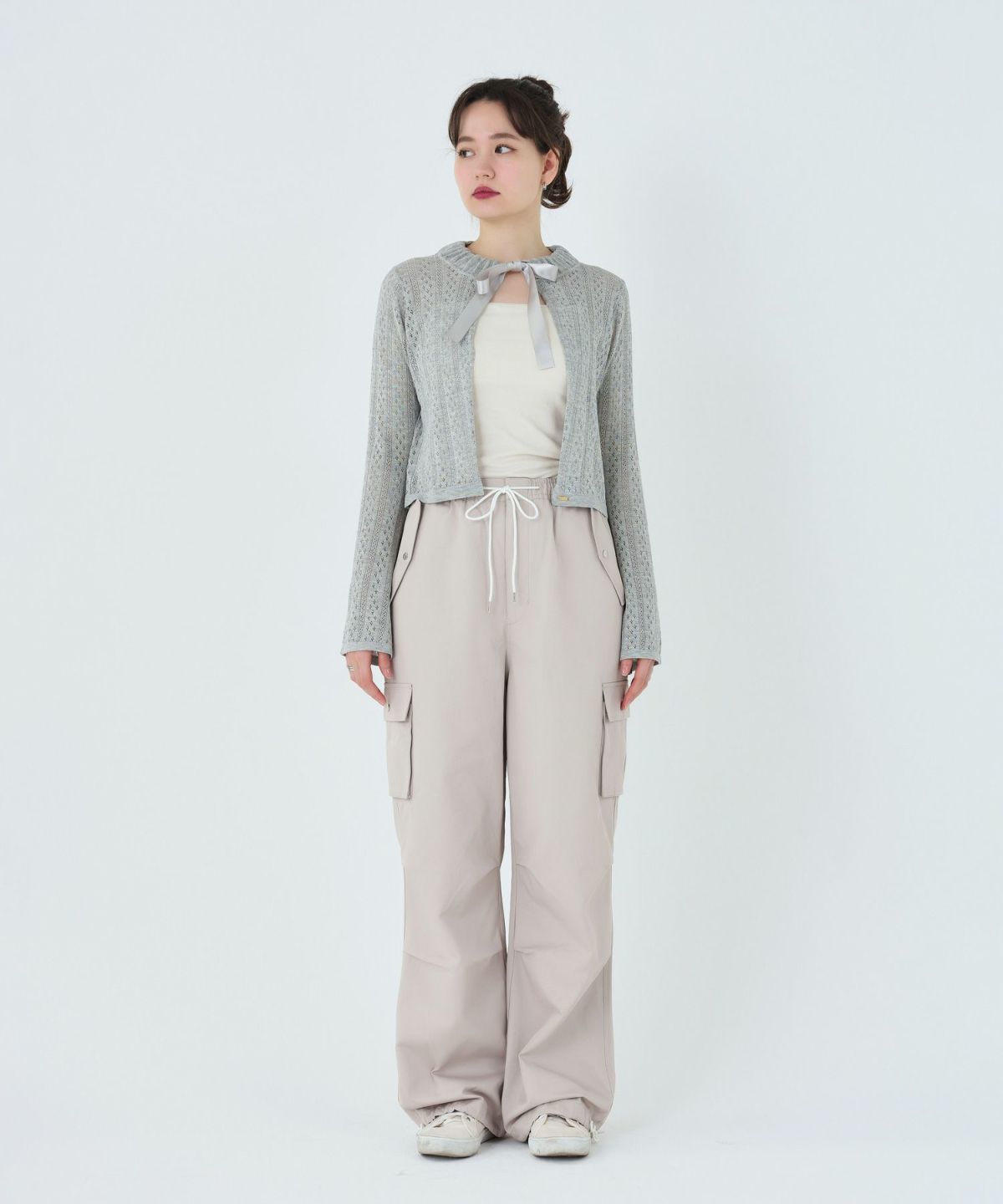 ボトムス/パンツ/カーゴパンツ/ルーズ/ホワイト/グレージュ/チャコール