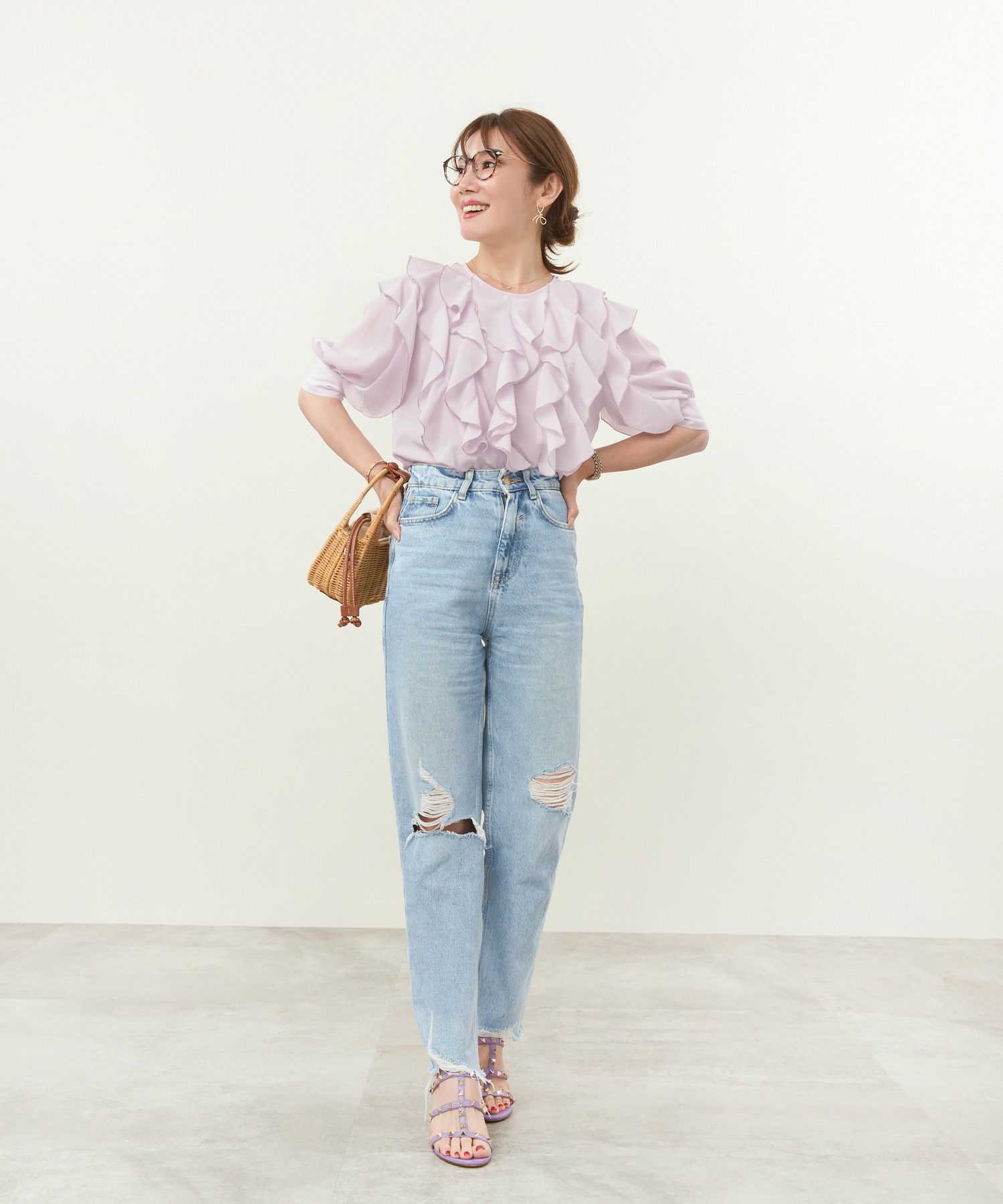 フロント ラッフル フリル ブラウス Liala×PG 全3色｜lpg821-1729【1  