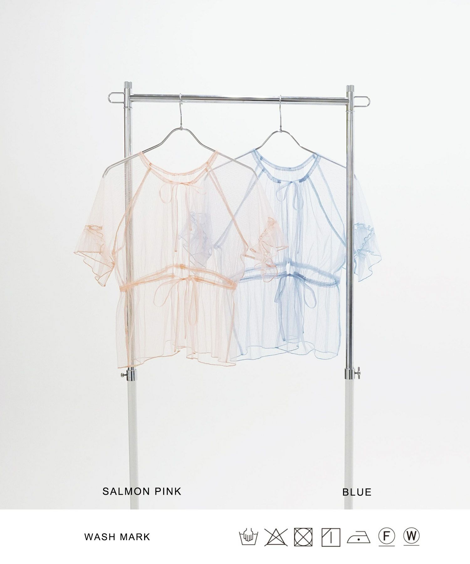 トップス/チュール/2way/サーモンピンク/ブルー