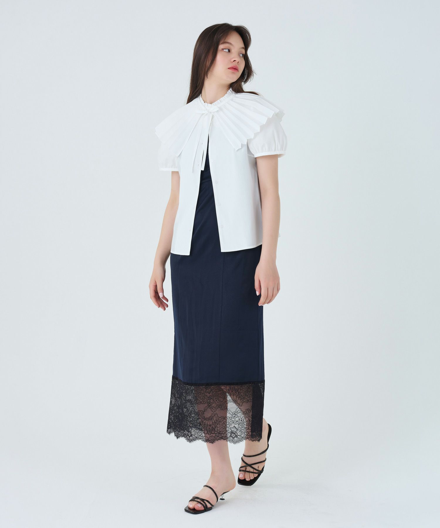 ブラウス/付け襟/2WAY/ホワイト/ベビーイエロー