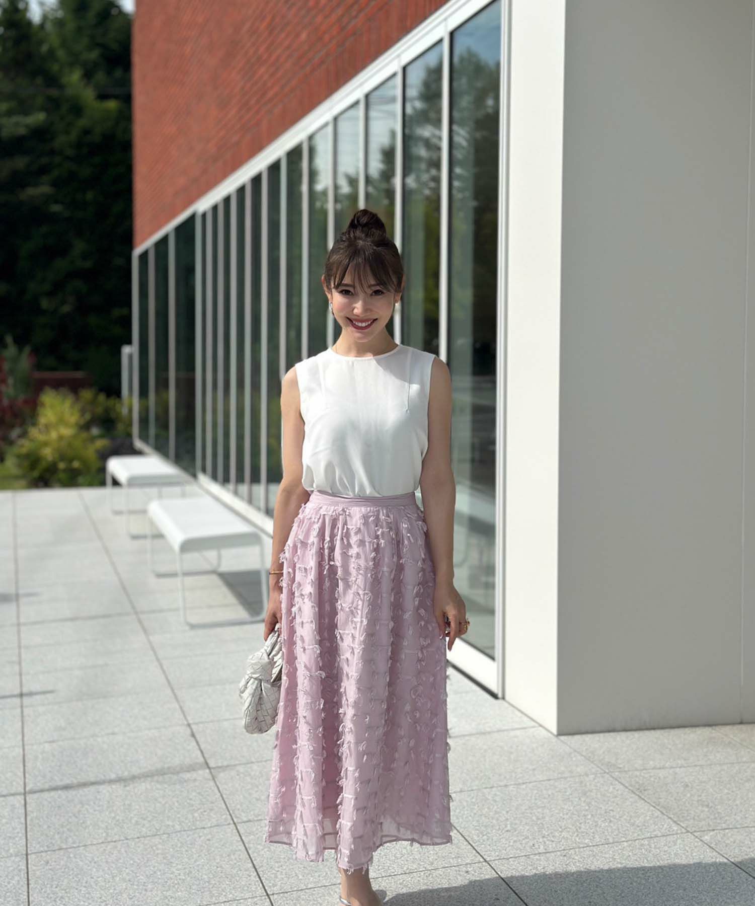 madder madder オーガンジー ピンク エプロンスカート（ウォッシャブル  