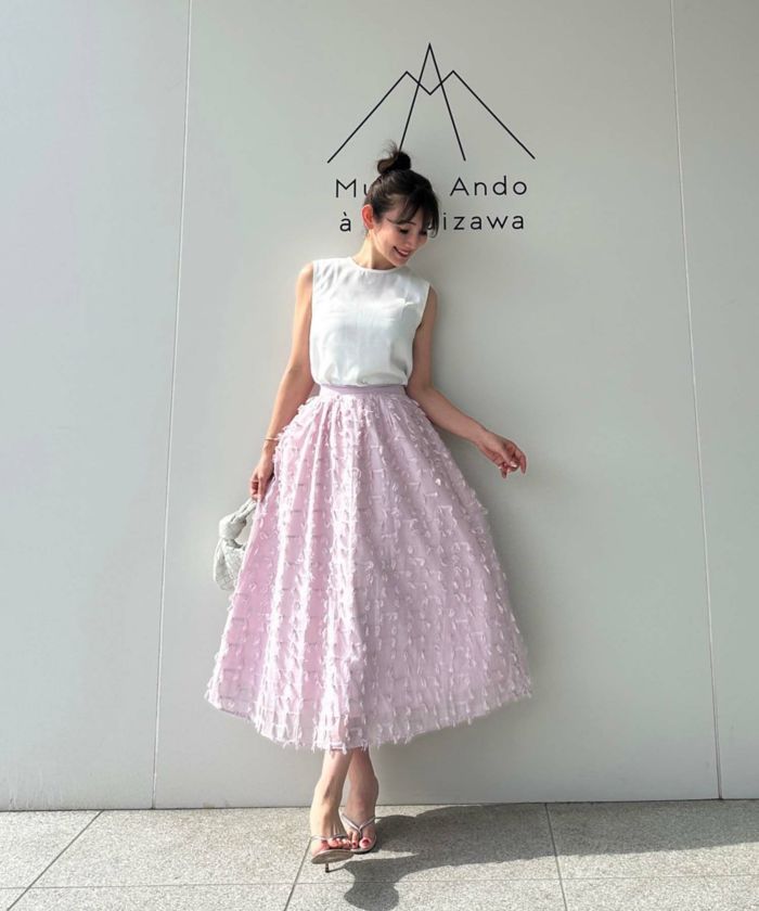 【希少！！】 限定Price！SALE スカート オーガンジー フリンジジャガード スカート