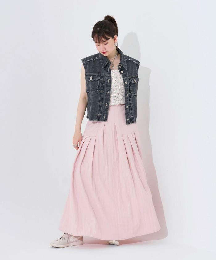 GW-SALE タックフレア ロングスカート TINA:JOJUN 全2色 GW-SALE タックフレア ロングスカート TINA:JOJUN 全2色