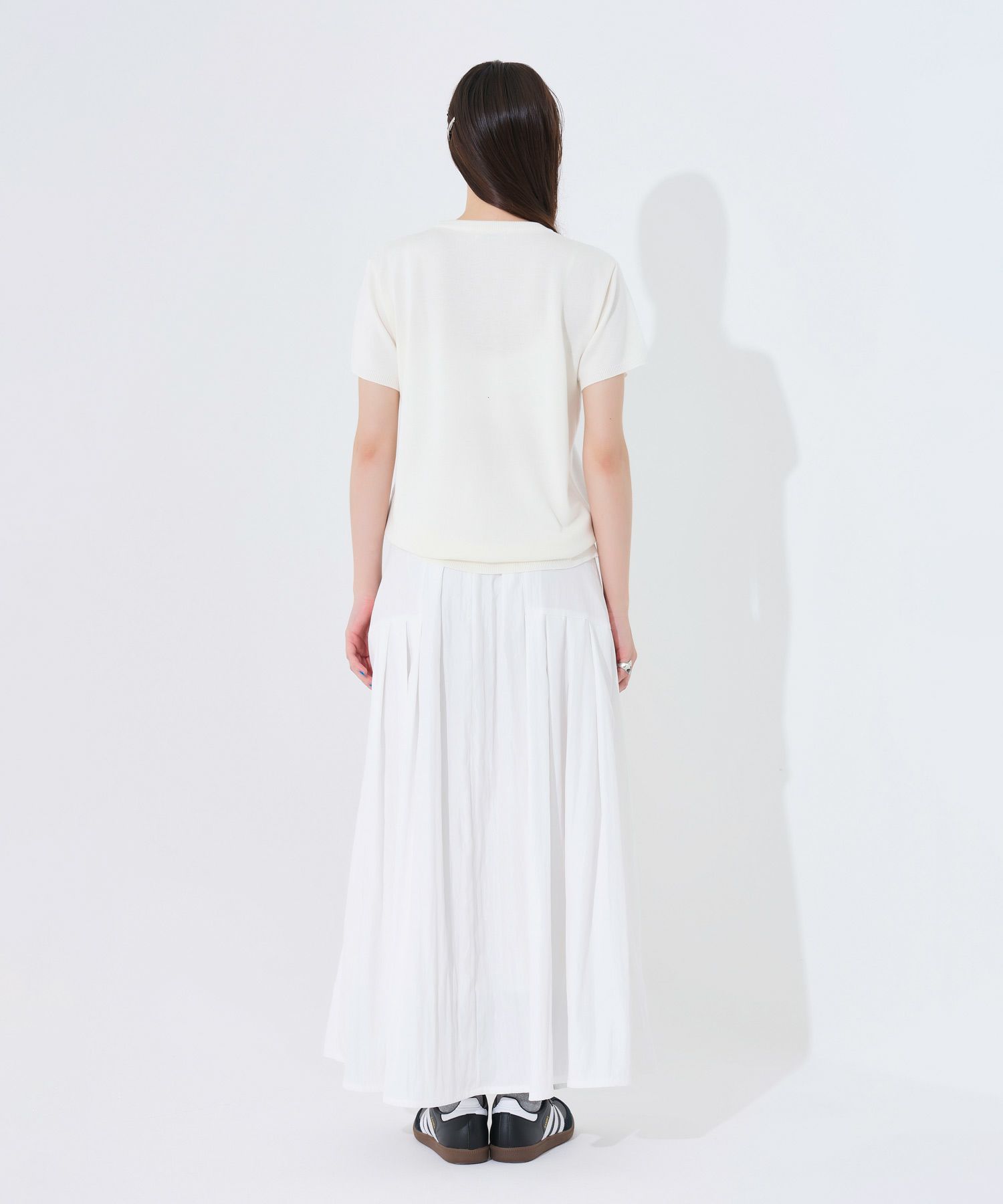 スカート/ロングスカート/フレアスカート/ホワイト/ピンク