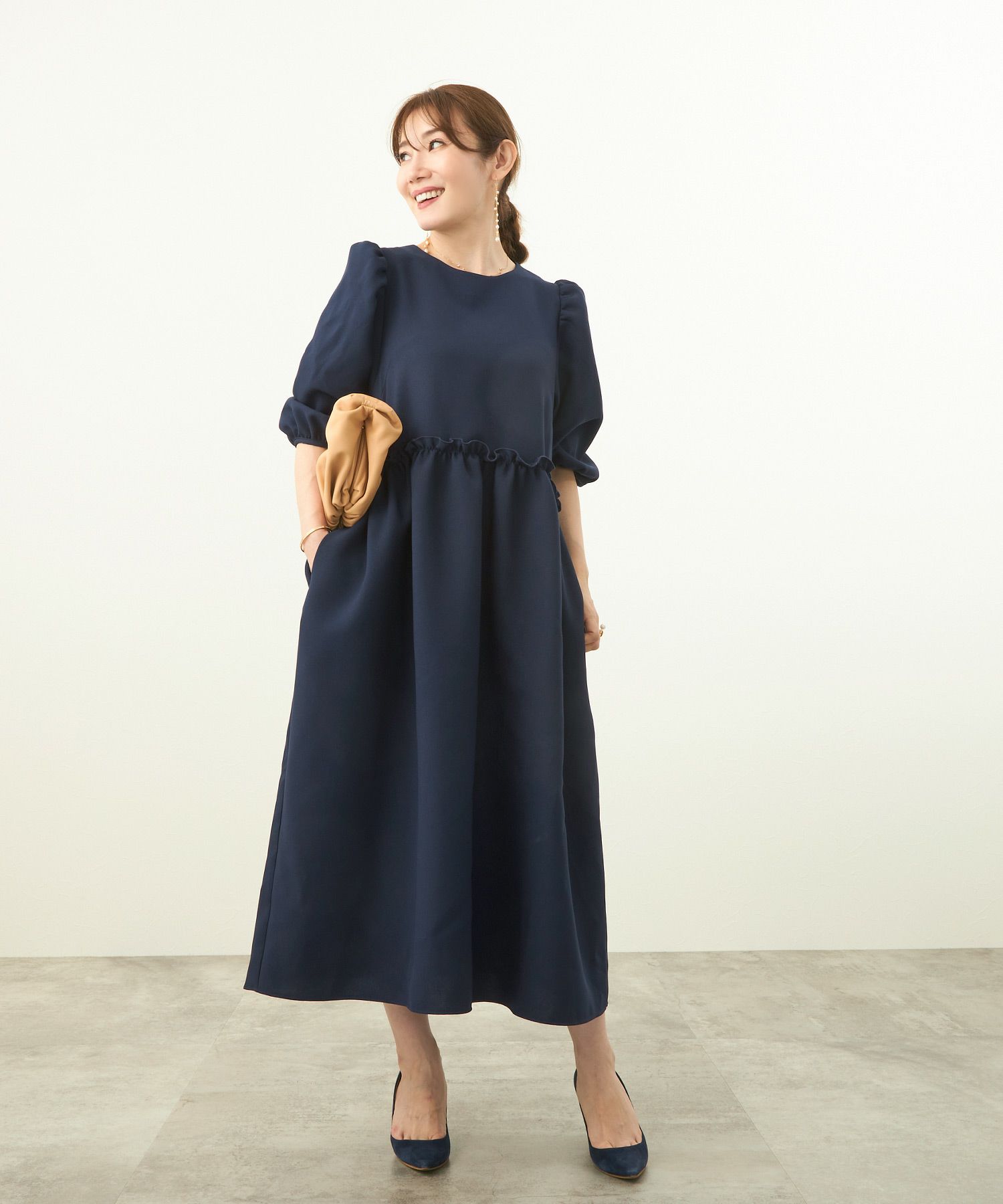 本物 バレンシアガ 切替 ノースリーブ ワンピース 浅く S ブルー系  