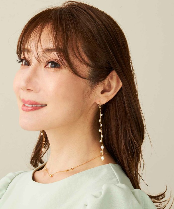 淡水パール ロング ピアス イヤリング Freshwater Pearl Long Pierce Earring